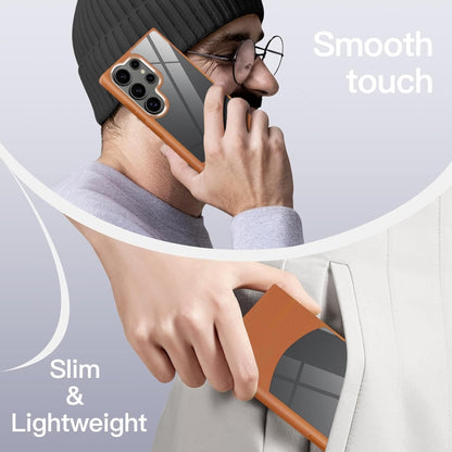 For Samsung Galaxy S25 5G Litchi Texture TPU Hybrid Acrylic Phone Case(Brown) by buy2fix