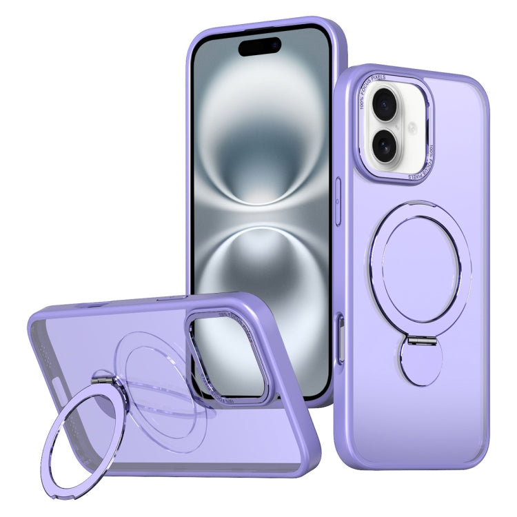 For iPhone 16 Wing Series Gen2 MagSafe Metal Ring Holder Phone Case(Light Purple) - iPhone 16 Cases by buy2fix | Online Shopping UK | buy2fix