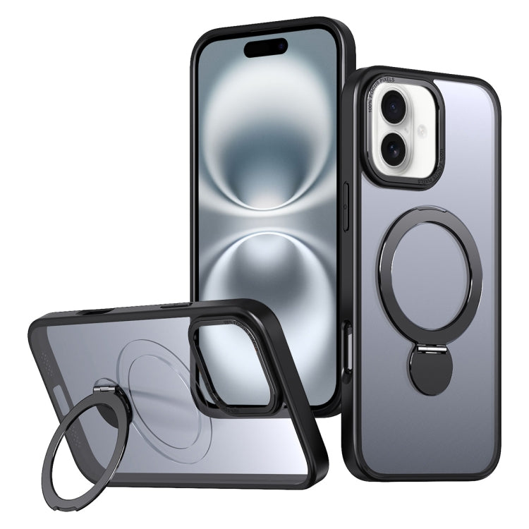 For iPhone 16 Wing Series Gen2 MagSafe Metal Ring Holder Phone Case(Black) - iPhone 16 Cases by buy2fix | Online Shopping UK | buy2fix