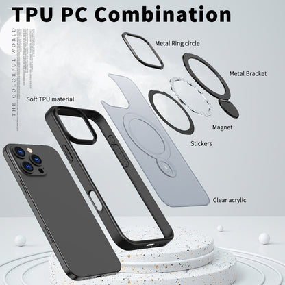 For iPhone 16 Wing Series Gen2 MagSafe Metal Ring Holder Phone Case(Black) - iPhone 16 Cases by buy2fix | Online Shopping UK | buy2fix