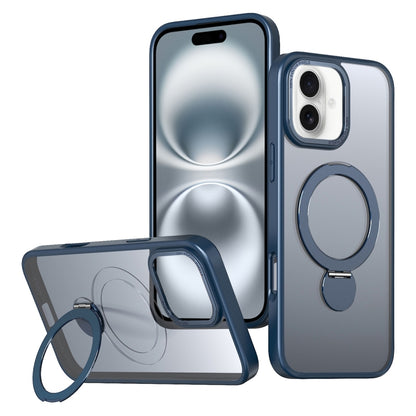 For iPhone 16 Wing Series Gen2 MagSafe Metal Ring Holder Phone Case(Blue) - iPhone 16 Cases by buy2fix | Online Shopping UK | buy2fix