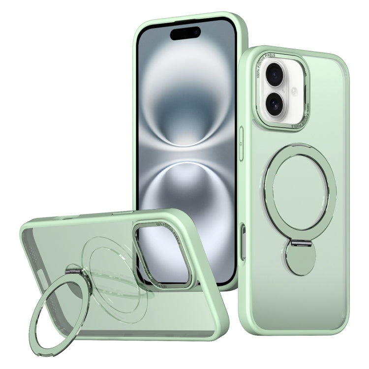 For iPhone 16 Wing Series Gen2 MagSafe Metal Ring Holder Phone Case(Avocado Green) - iPhone 16 Cases by buy2fix | Online Shopping UK | buy2fix