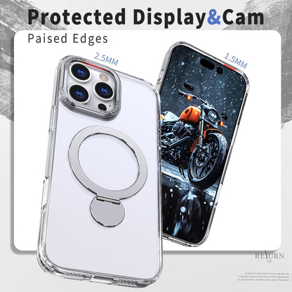 For iPhone 16 Wing Series Gen2 MagSafe Metal Ring Holder Phone Case(Transparent) - iPhone 16 Cases by buy2fix | Online Shopping UK | buy2fix