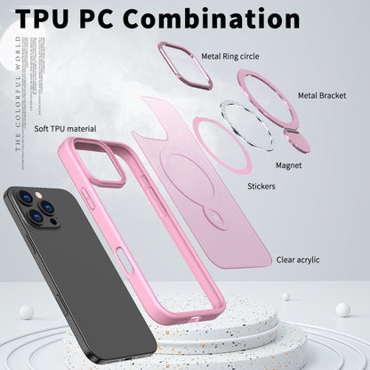 For iPhone 16 Wing Series Gen2 MagSafe Metal Ring Holder Phone Case(Pink) - iPhone 16 Cases by buy2fix | Online Shopping UK | buy2fix