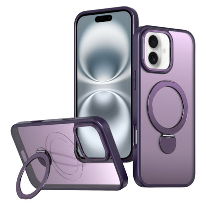 For iPhone 16 Wing Series Gen2 MagSafe Metal Ring Holder Phone Case(Dark Purple) - iPhone 16 Cases by buy2fix | Online Shopping UK | buy2fix