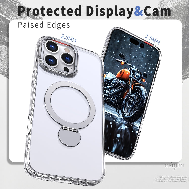 For iPhone 15 Pro Wing Series Gen2 MagSafe Metal Ring Holder Phone Case(Transparent) - iPhone 15 Pro Cases by buy2fix | Online Shopping UK | buy2fix