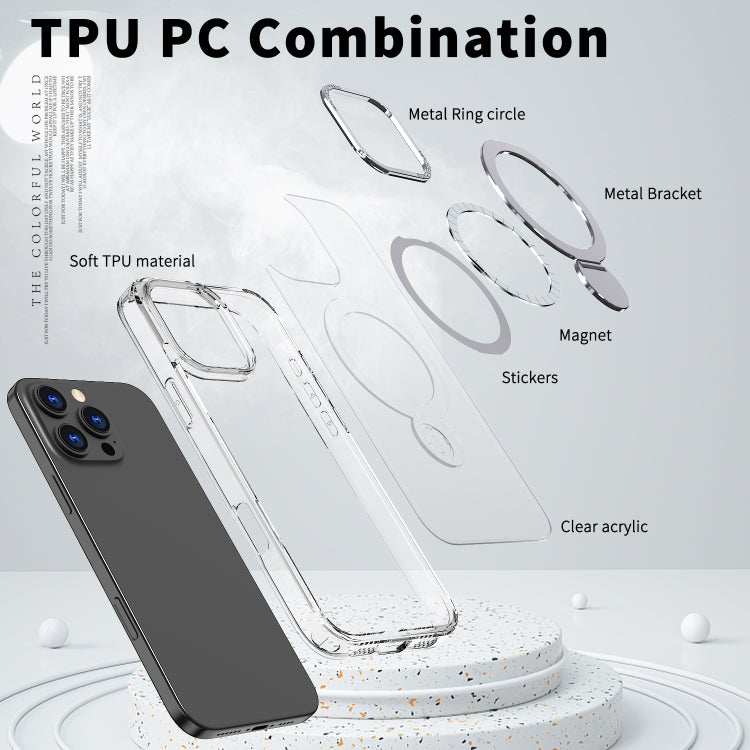 For iPhone 15 Pro Wing Series Gen2 MagSafe Metal Ring Holder Phone Case(Transparent) - iPhone 15 Pro Cases by buy2fix | Online Shopping UK | buy2fix