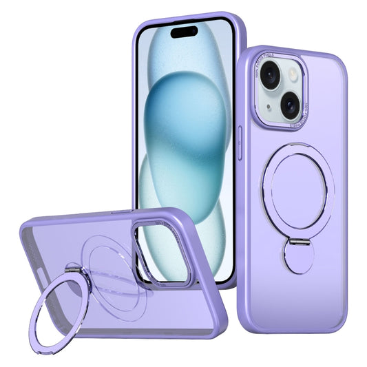 For iPhone 15 Wing Series Gen2 MagSafe Metal Ring Holder Phone Case(Light Purple) - iPhone 15 Cases by buy2fix | Online Shopping UK | buy2fix