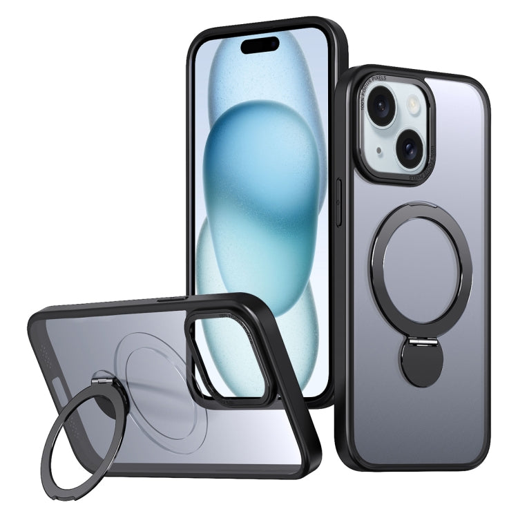 For iPhone 15 Wing Series Gen2 MagSafe Metal Ring Holder Phone Case(Black) - iPhone 15 Cases by buy2fix | Online Shopping UK | buy2fix