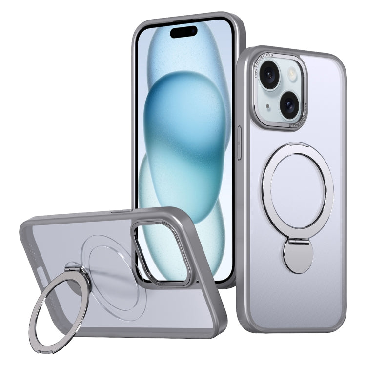 For iPhone 15 Wing Series Gen2 MagSafe Metal Ring Holder Phone Case(Titanium Gray) - iPhone 15 Cases by buy2fix | Online Shopping UK | buy2fix