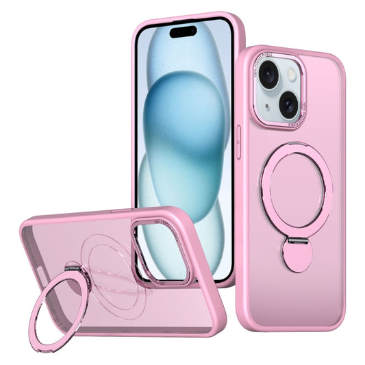For iPhone 15 Wing Series Gen2 MagSafe Metal Ring Holder Phone Case(Pink) - iPhone 15 Cases by buy2fix | Online Shopping UK | buy2fix