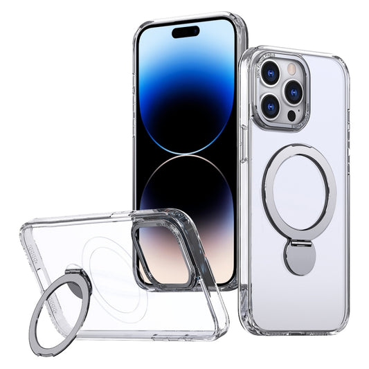 For iPhone 14 Pro Max Wing Series Gen2 MagSafe Metal Ring Holder Phone Case(Transparent) - iPhone 14 Pro Max Cases by buy2fix | Online Shopping UK | buy2fix