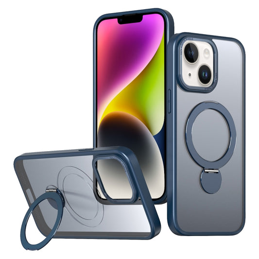 For iPhone 14 Plus Wing Series Gen2 MagSafe Metal Ring Holder Phone Case(Blue) - iPhone 14 Plus Cases by buy2fix | Online Shopping UK | buy2fix