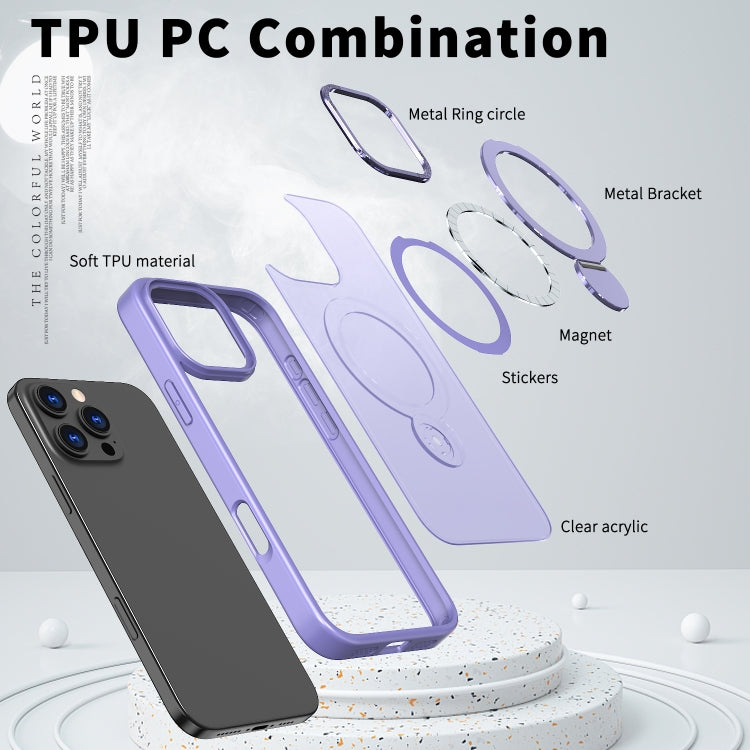 For iPhone 14 Wing Series Gen2 MagSafe Metal Ring Holder Phone Case(Light Purple) - iPhone 14 Cases by buy2fix | Online Shopping UK | buy2fix