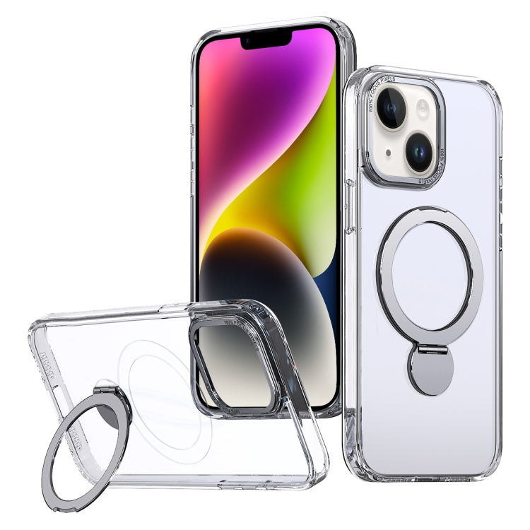 For iPhone 14 Wing Series Gen2 MagSafe Metal Ring Holder Phone Case(Transparent) - iPhone 14 Cases by buy2fix | Online Shopping UK | buy2fix