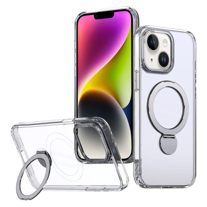 For iPhone 14 Wing Series Gen2 MagSafe Metal Ring Holder Phone Case(Transparent) - iPhone 14 Cases by buy2fix | Online Shopping UK | buy2fix