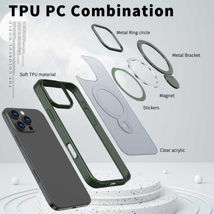 For iPhone 13 Pro Wing Series Gen2 MagSafe Metal Ring Holder Phone Case(Green) - iPhone 13 Pro Cases by buy2fix | Online Shopping UK | buy2fix