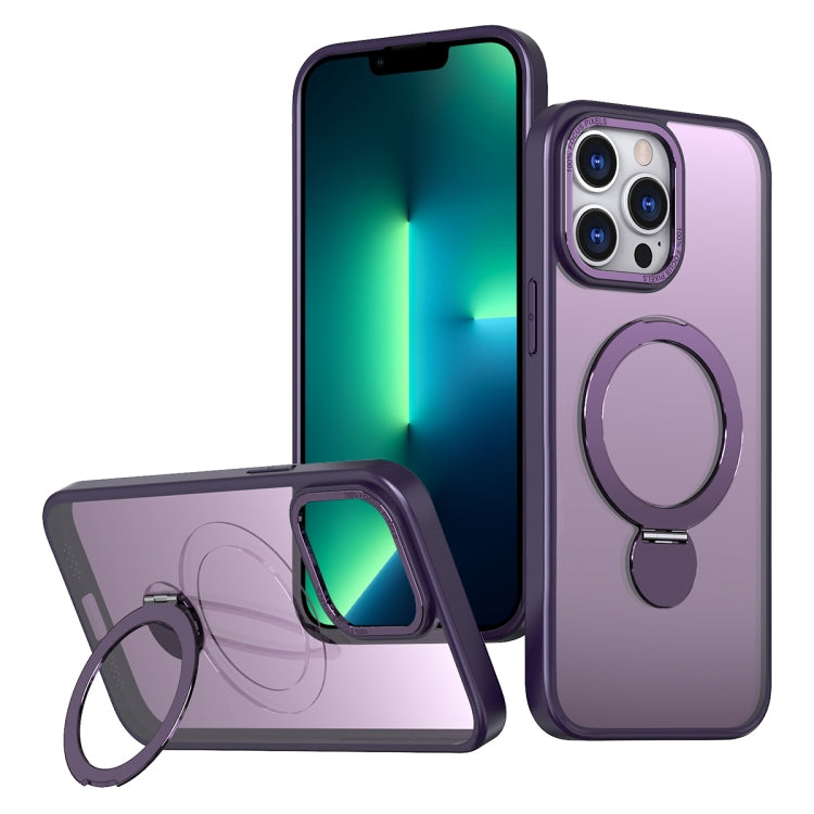 For iPhone 13 Pro Wing Series Gen2 MagSafe Metal Ring Holder Phone Case(Dark Purple) - iPhone 13 Pro Cases by buy2fix | Online Shopping UK | buy2fix