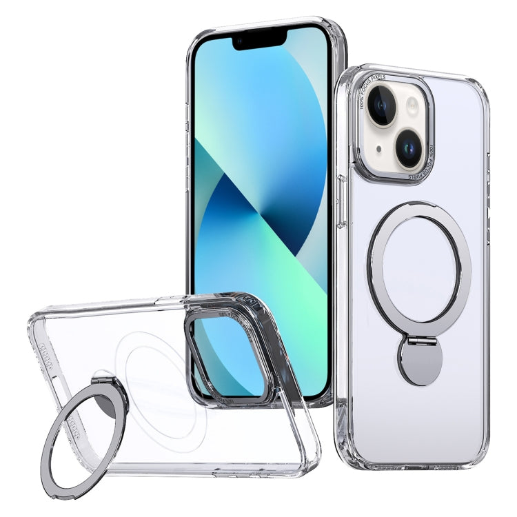 For iPhone 13 Wing Series Gen2 MagSafe Metal Ring Holder Phone Case(Transparent) - iPhone 13 Cases by buy2fix | Online Shopping UK | buy2fix