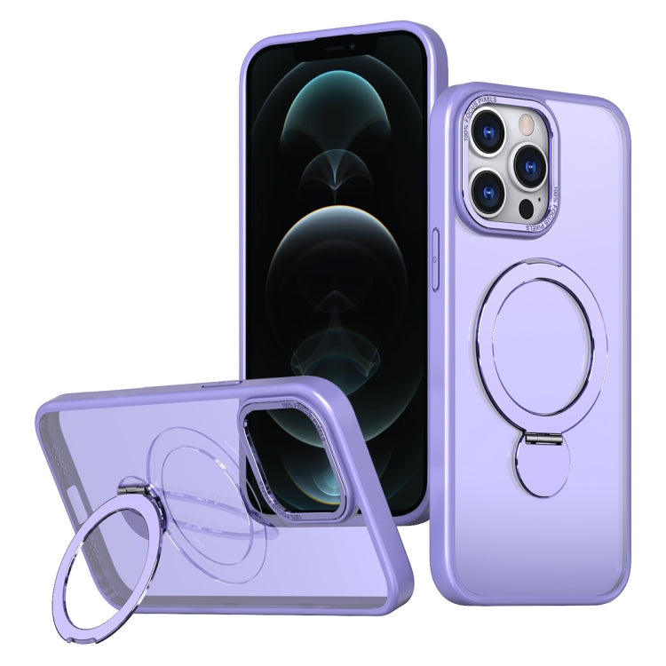 For iPhone 12 Pro Wing Series Gen2 MagSafe Metal Ring Holder Phone Case(Light Purple) - iPhone 12 / 12 Pro Cases by buy2fix | Online Shopping UK | buy2fix