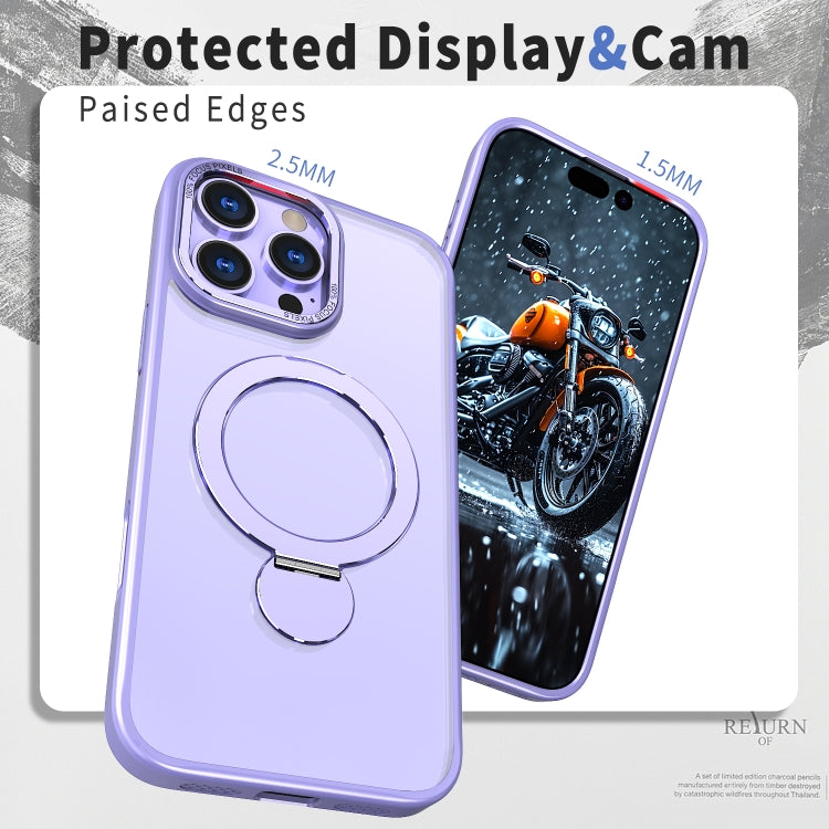 For iPhone 12 Pro Wing Series Gen2 MagSafe Metal Ring Holder Phone Case(Light Purple) - iPhone 12 / 12 Pro Cases by buy2fix | Online Shopping UK | buy2fix