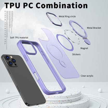 For iPhone 12 Pro Wing Series Gen2 MagSafe Metal Ring Holder Phone Case(Light Purple) - iPhone 12 / 12 Pro Cases by buy2fix | Online Shopping UK | buy2fix