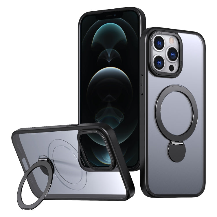 For iPhone 12 Pro Wing Series Gen2 MagSafe Metal Ring Holder Phone Case(Black) - iPhone 12 / 12 Pro Cases by buy2fix | Online Shopping UK | buy2fix