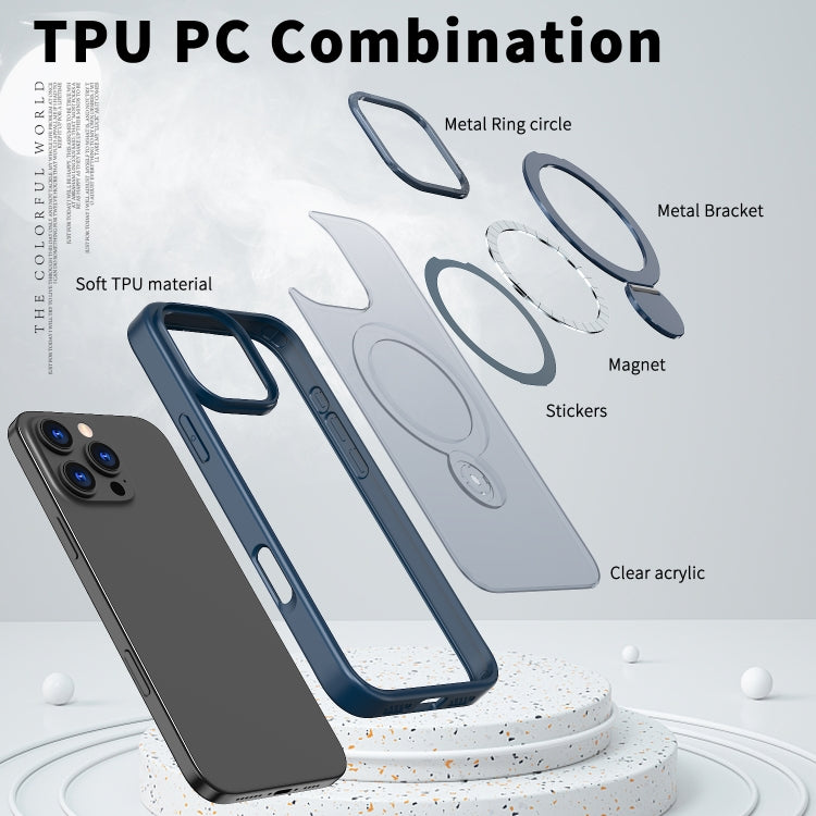 For iPhone 12 Pro Wing Series Gen2 MagSafe Metal Ring Holder Phone Case(Blue) - iPhone 12 / 12 Pro Cases by buy2fix | Online Shopping UK | buy2fix