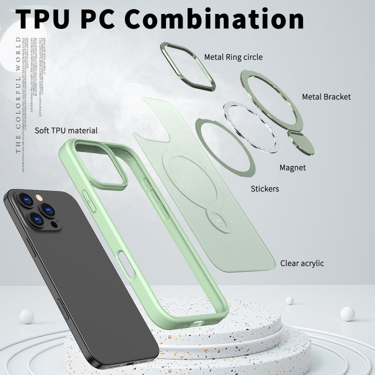 For iPhone 12 Pro Wing Series Gen2 MagSafe Metal Ring Holder Phone Case(Avocado Green) - iPhone 12 / 12 Pro Cases by buy2fix | Online Shopping UK | buy2fix