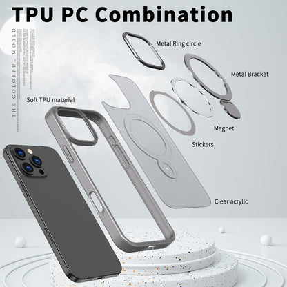 For iPhone 12 Pro Wing Series Gen2 MagSafe Metal Ring Holder Phone Case(Titanium Gray) - iPhone 12 / 12 Pro Cases by buy2fix | Online Shopping UK | buy2fix