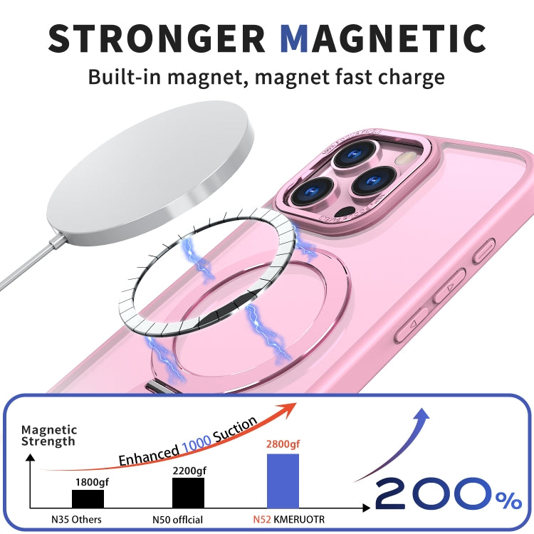 For iPhone 12 Pro Wing Series Gen2 MagSafe Metal Ring Holder Phone Case(Pink) - iPhone 12 / 12 Pro Cases by buy2fix | Online Shopping UK | buy2fix