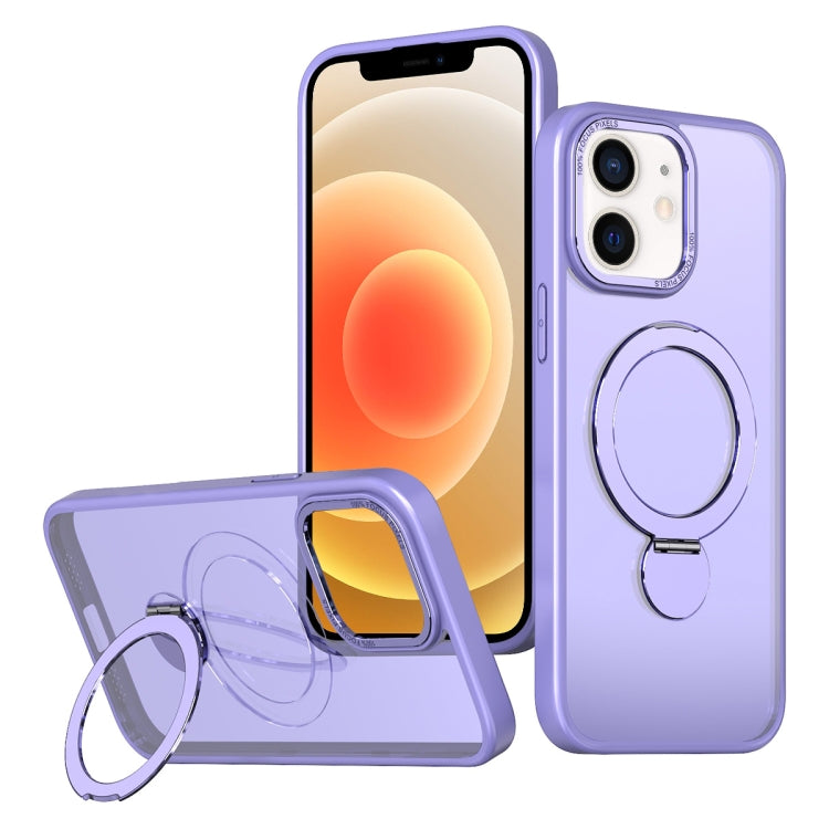 For iPhone 12 Wing Series Gen2 MagSafe Metal Ring Holder Phone Case(Light Purple) - iPhone 12 / 12 Pro Cases by buy2fix | Online Shopping UK | buy2fix