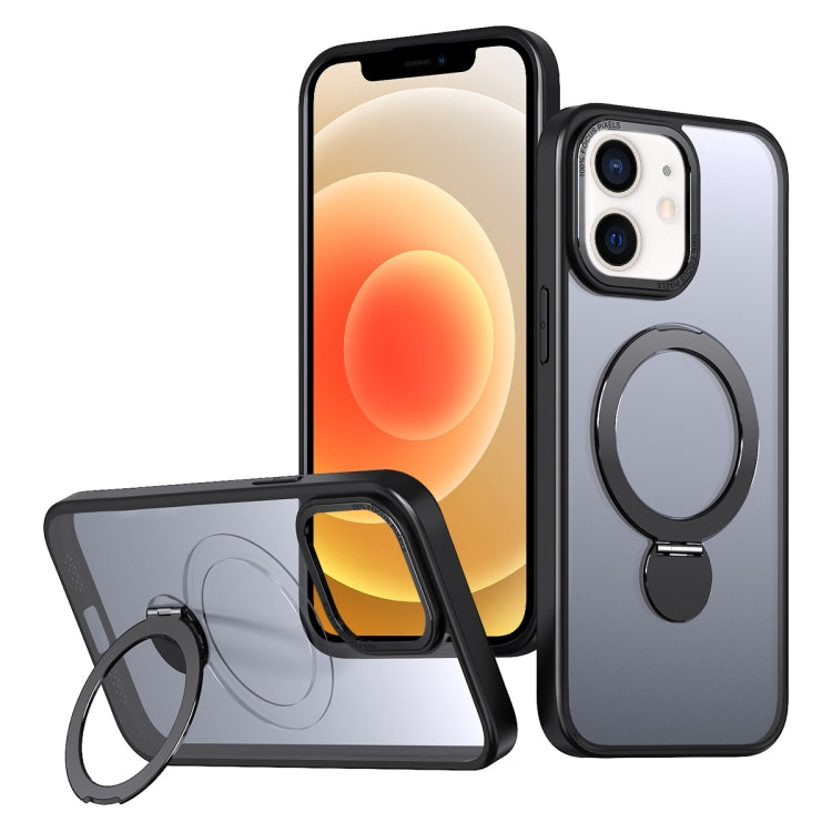 For iPhone 12 Wing Series Gen2 MagSafe Metal Ring Holder Phone Case(Black) - iPhone 12 / 12 Pro Cases by buy2fix | Online Shopping UK | buy2fix