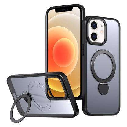 For iPhone 12 Wing Series Gen2 MagSafe Metal Ring Holder Phone Case(Black) - iPhone 12 / 12 Pro Cases by buy2fix | Online Shopping UK | buy2fix