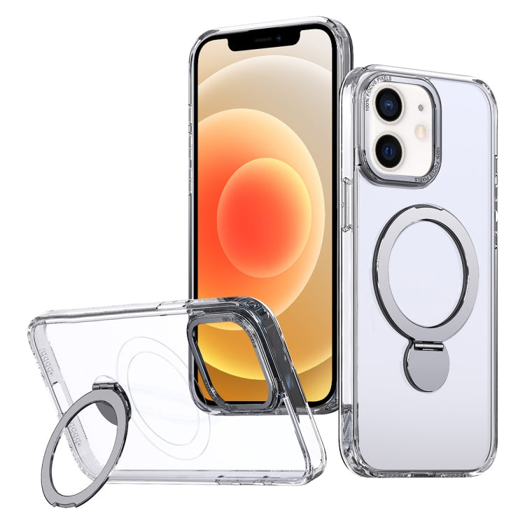 For iPhone 12 Wing Series Gen2 MagSafe Metal Ring Holder Phone Case(Transparent) - iPhone 12 / 12 Pro Cases by buy2fix | Online Shopping UK | buy2fix