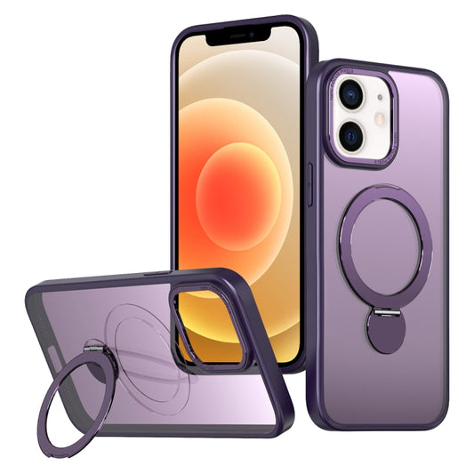 For iPhone 12 Wing Series Gen2 MagSafe Metal Ring Holder Phone Case(Dark Purple) - iPhone 12 / 12 Pro Cases by buy2fix | Online Shopping UK | buy2fix