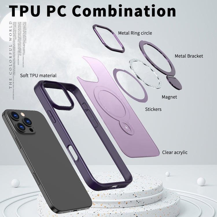 For iPhone 12 Wing Series Gen2 MagSafe Metal Ring Holder Phone Case(Dark Purple) - iPhone 12 / 12 Pro Cases by buy2fix | Online Shopping UK | buy2fix
