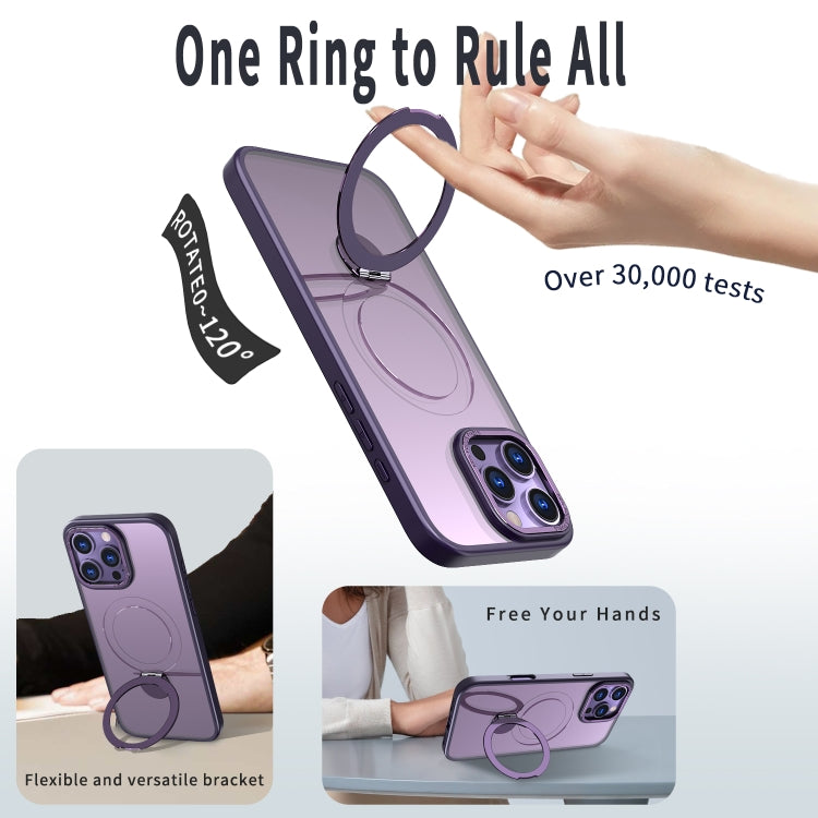 For iPhone 12 Wing Series Gen2 MagSafe Metal Ring Holder Phone Case(Dark Purple) - iPhone 12 / 12 Pro Cases by buy2fix | Online Shopping UK | buy2fix