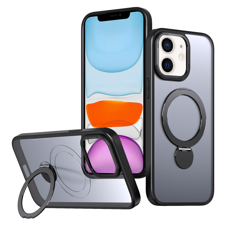 For iPhone 11 Wing Series Gen2 MagSafe Metal Ring Holder Phone Case(Black) - iPhone 11 Cases by buy2fix | Online Shopping UK | buy2fix