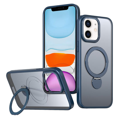 For iPhone 11 Wing Series Gen2 MagSafe Metal Ring Holder Phone Case(Blue) - iPhone 11 Cases by buy2fix | Online Shopping UK | buy2fix