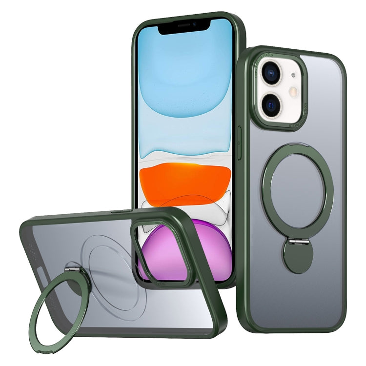 For iPhone 11 Wing Series Gen2 MagSafe Metal Ring Holder Phone Case(Green) - iPhone 11 Cases by buy2fix | Online Shopping UK | buy2fix