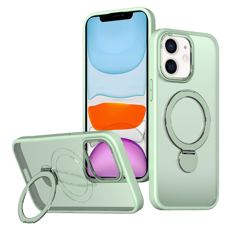 For iPhone 11 Wing Series Gen2 MagSafe Metal Ring Holder Phone Case(Avocado Green) - iPhone 11 Cases by buy2fix | Online Shopping UK | buy2fix