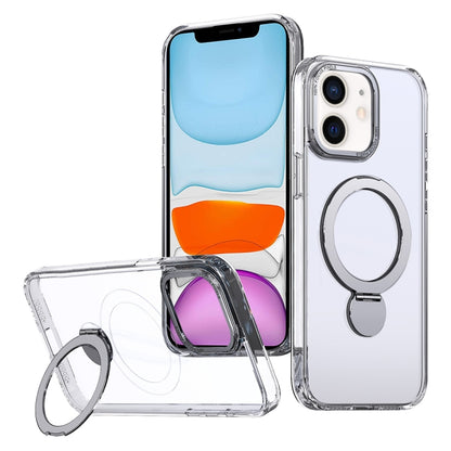 For iPhone 11 Wing Series Gen2 MagSafe Metal Ring Holder Phone Case(Transparent) - iPhone 11 Cases by buy2fix | Online Shopping UK | buy2fix