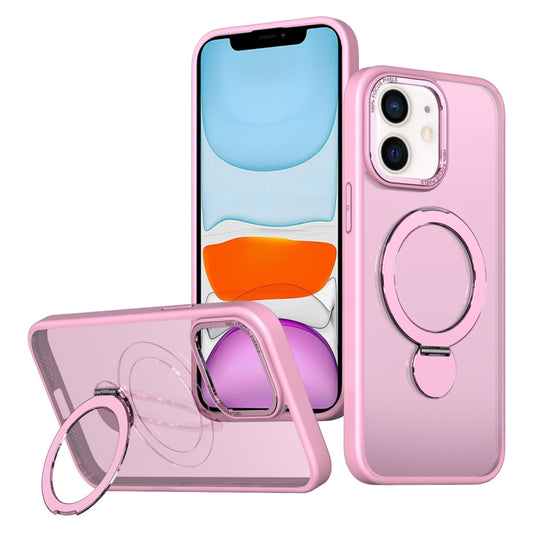 For iPhone 11 Wing Series Gen2 MagSafe Metal Ring Holder Phone Case(Pink) - iPhone 11 Cases by buy2fix | Online Shopping UK | buy2fix