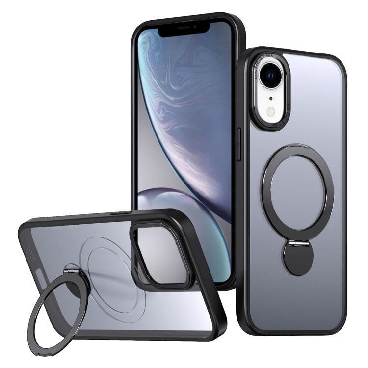 For iPhone XR Wing Series Gen2 MagSafe Metal Ring Holder Phone Case(Black) - More iPhone Cases by buy2fix | Online Shopping UK | buy2fix