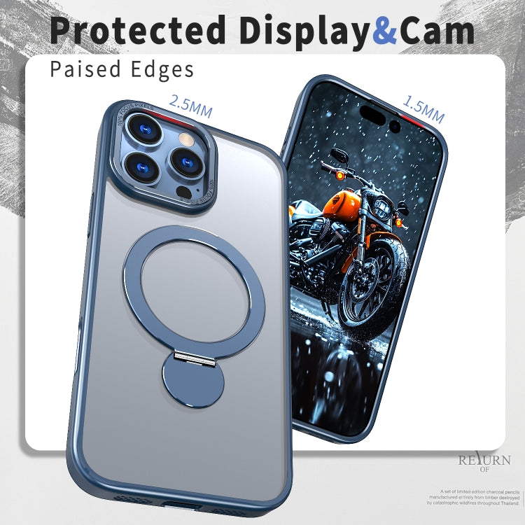 For iPhone XR Wing Series Gen2 MagSafe Metal Ring Holder Phone Case(Blue) - More iPhone Cases by buy2fix | Online Shopping UK | buy2fix