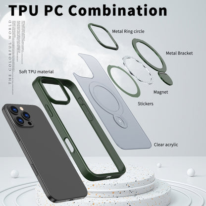 For iPhone XR Wing Series Gen2 MagSafe Metal Ring Holder Phone Case(Green) - More iPhone Cases by buy2fix | Online Shopping UK | buy2fix