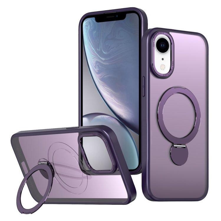 For iPhone XR Wing Series Gen2 MagSafe Metal Ring Holder Phone Case(Dark Purple) - More iPhone Cases by buy2fix | Online Shopping UK | buy2fix