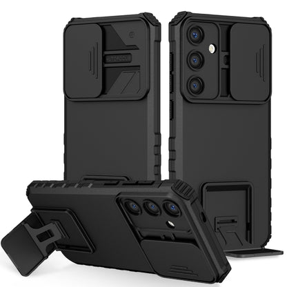 For Samsung Galaxy S25 5G Stereoscopic Holder Sliding Camshield Phone Case(Black) by buy2fix
