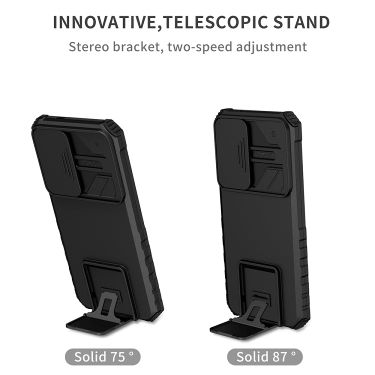For Samsung Galaxy S25 5G Stereoscopic Holder Sliding Camshield Phone Case(Black) by buy2fix